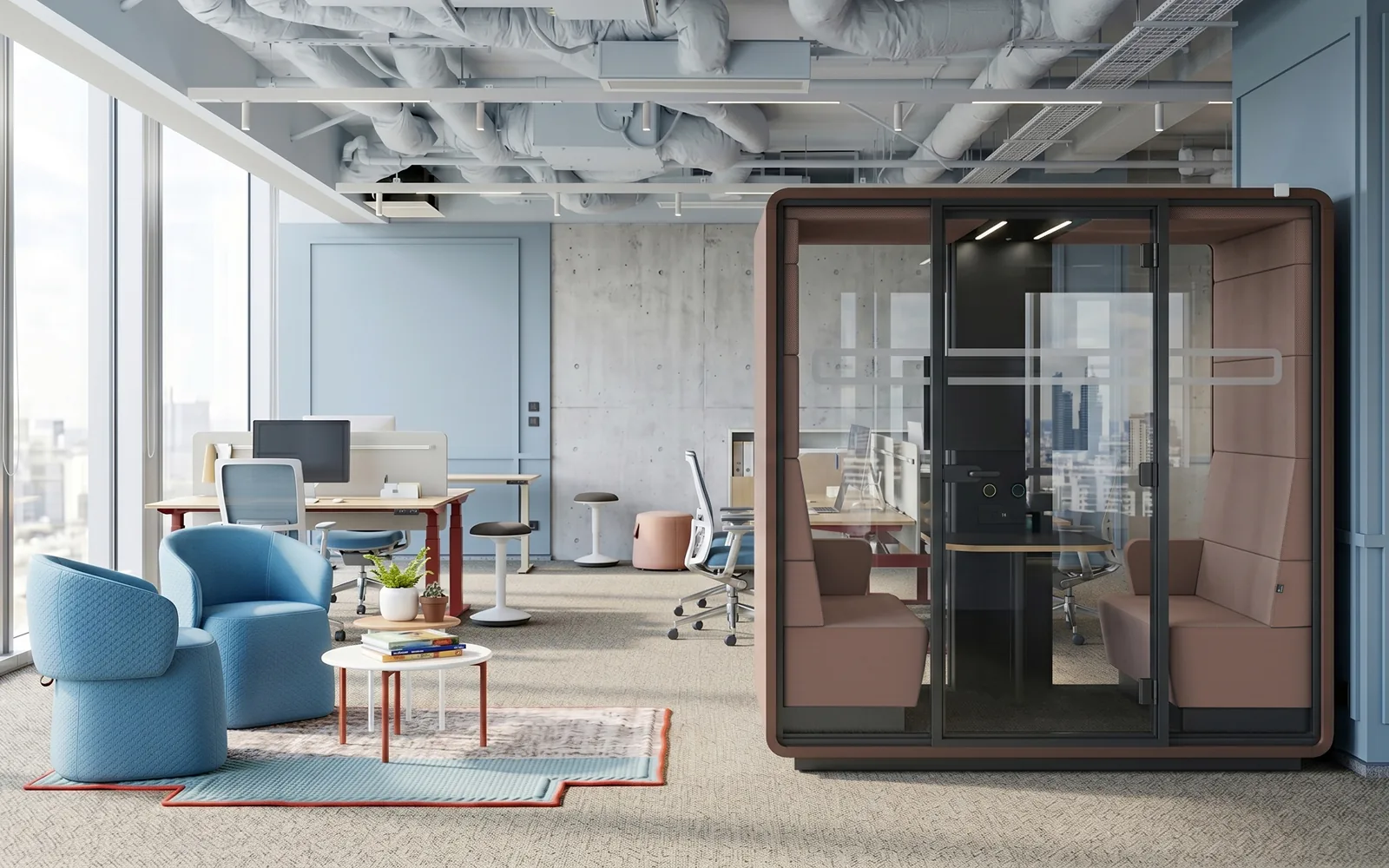 Kabina Hushoffice - spotkania hybrydowe, wariant 3