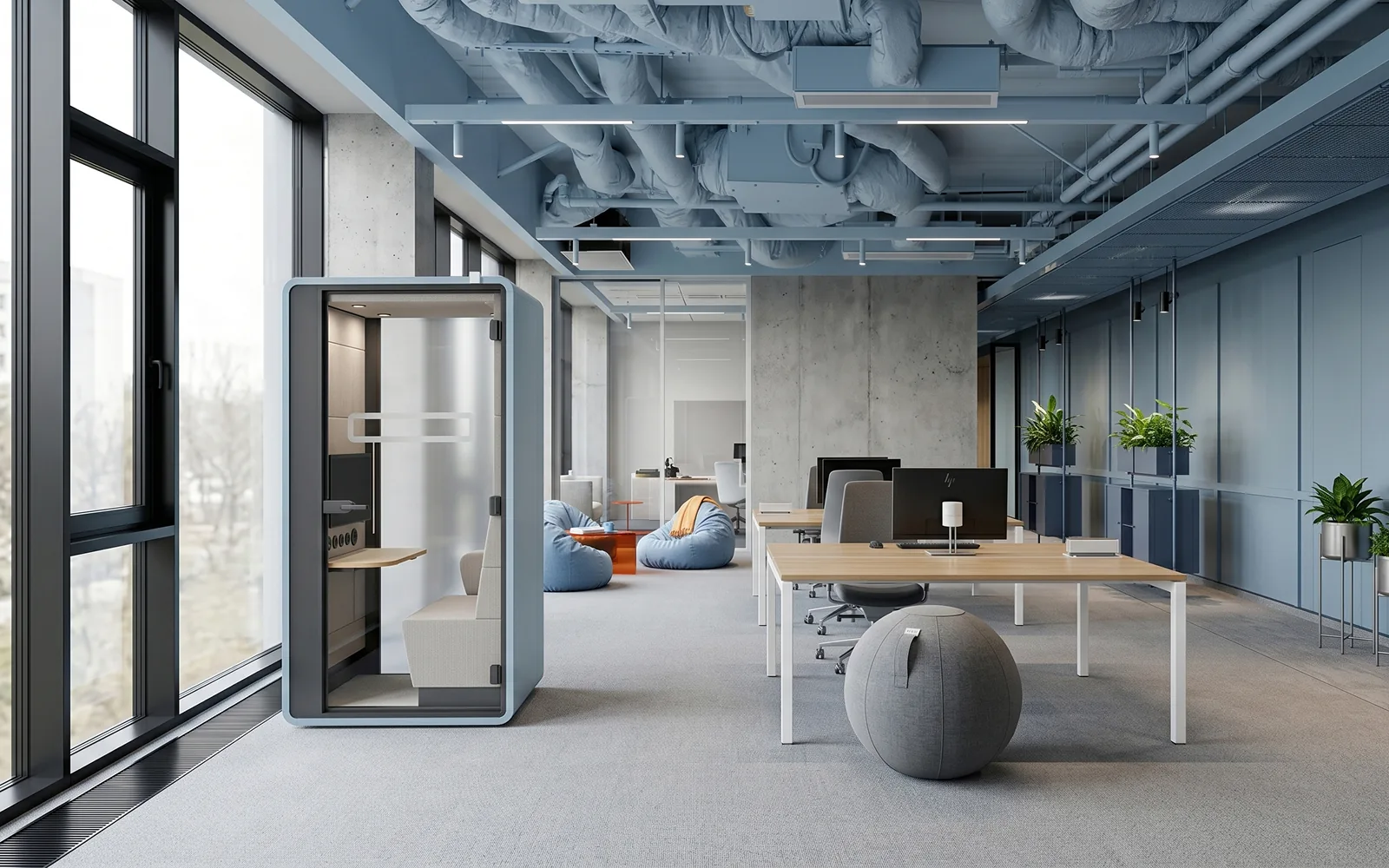 Kabina Hushoffice - spotkania hybrydowe, wariant 4