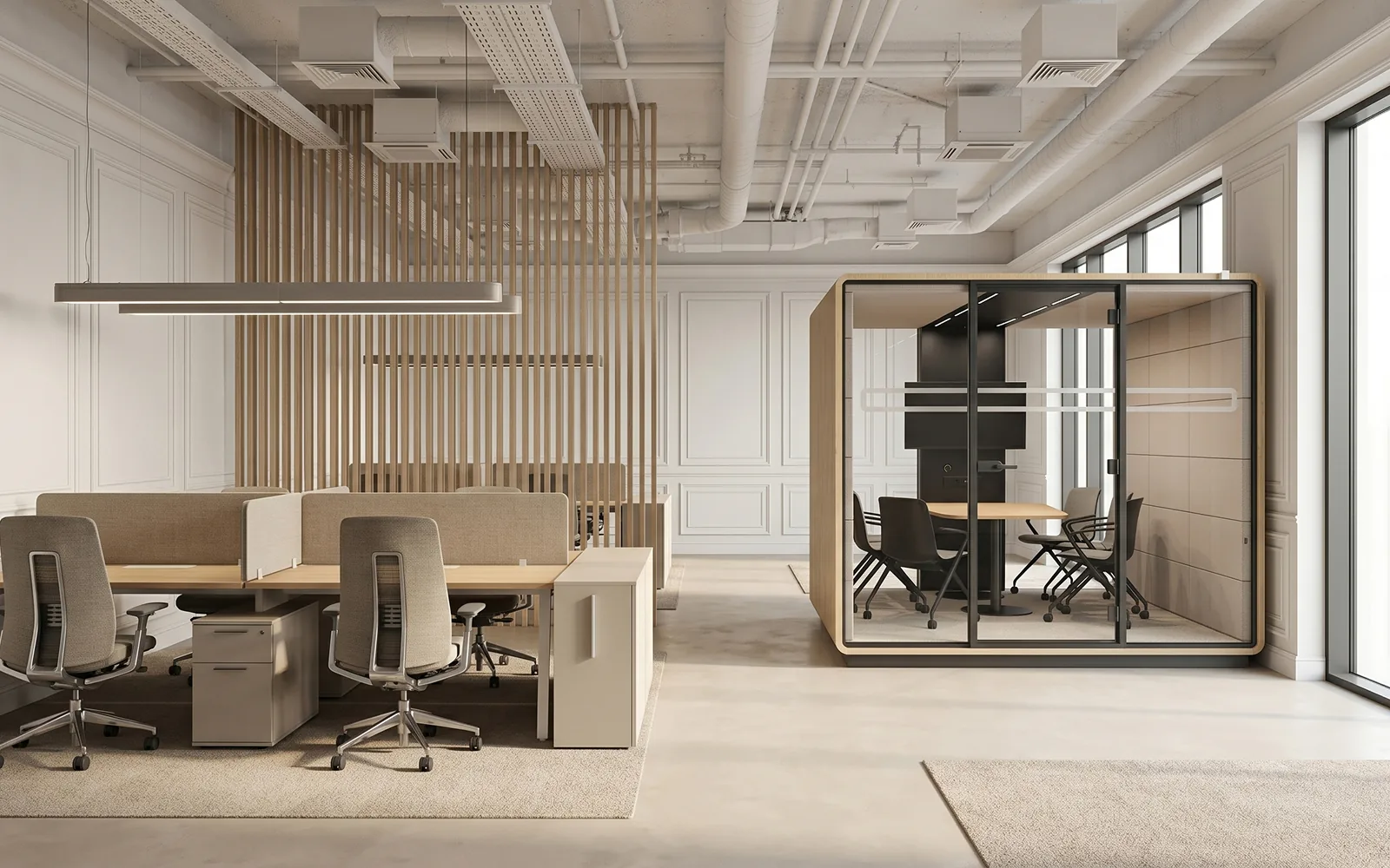 Kabina wieloosobowa Hushoffice - praca zespołowa
