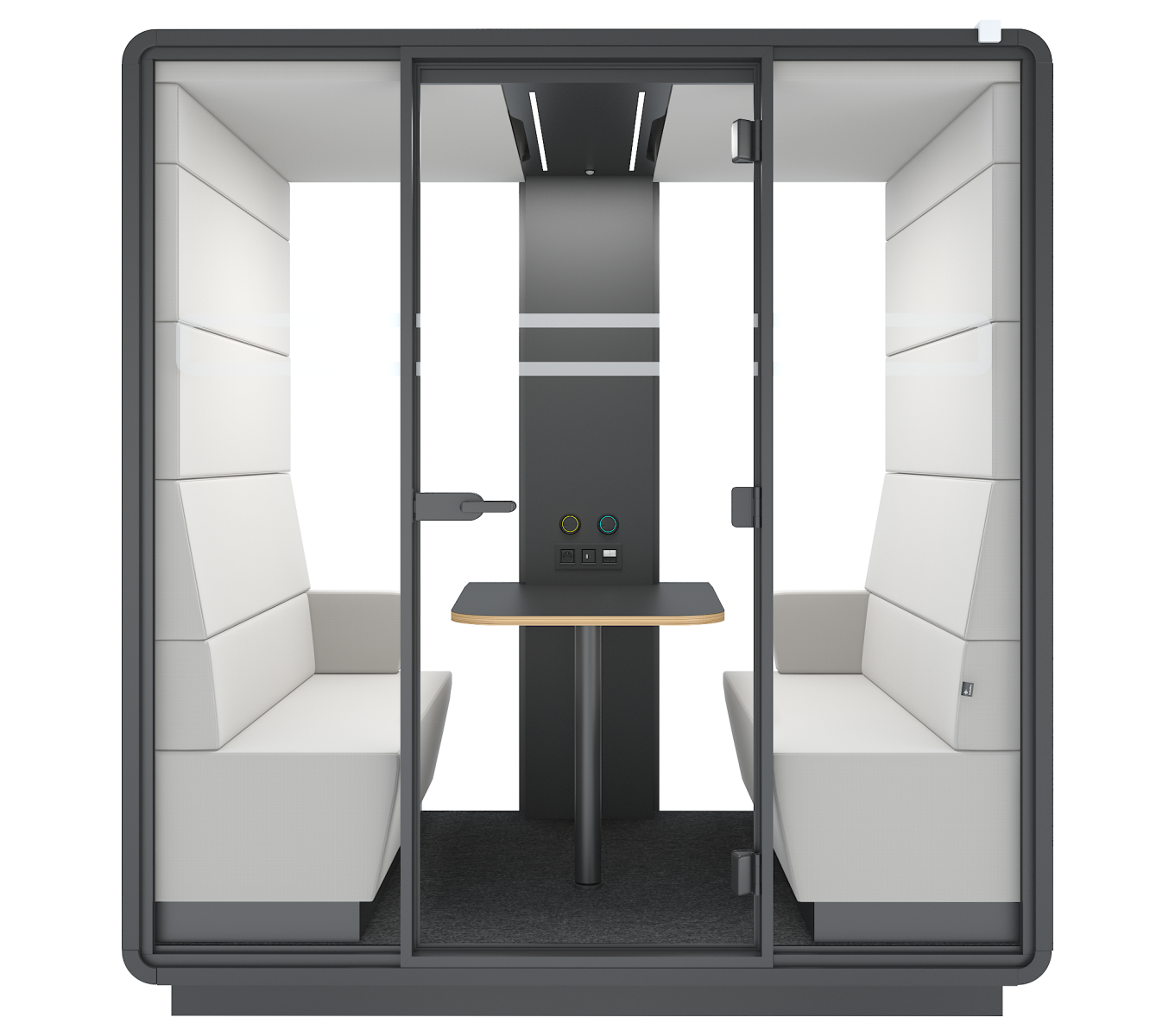Hushmeet acoustic pod seen from the front