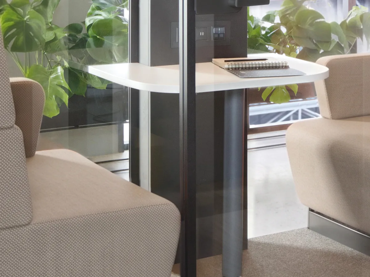 Sofa and table inside a Hushclassic pod