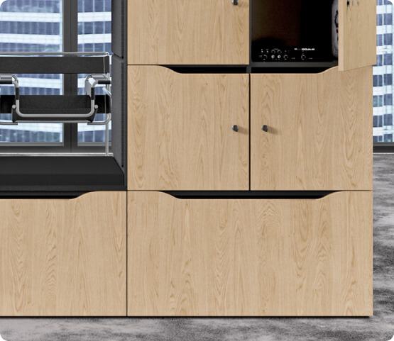 Wooden Hushlock fronts with slots for dropping off documents