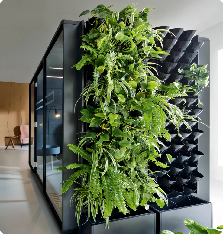 Office workpod with plant walls Hushoffice greenWalls