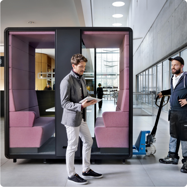 Acoustic office pod for 2-4 persons hushMeet.open from Hushoffice