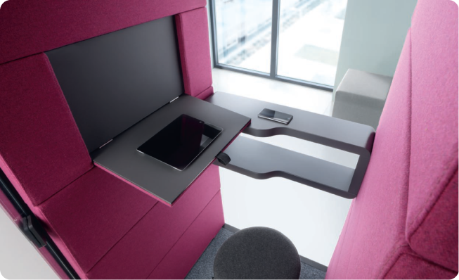 The interior of coustic phone booth for office hushPhone Hushoffice