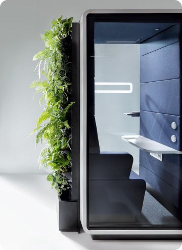 Acoustic workpod with green walls Hushoffice greenWalls