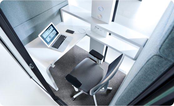 Acoustic office booth for individual work hushWork Hushoffice