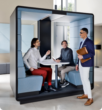 Acoustic office pod for 2-4 persons hushMeet.open from Hushoffice