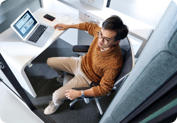 The interior of acoustic office workpod for focused work hushWork Hushoffice