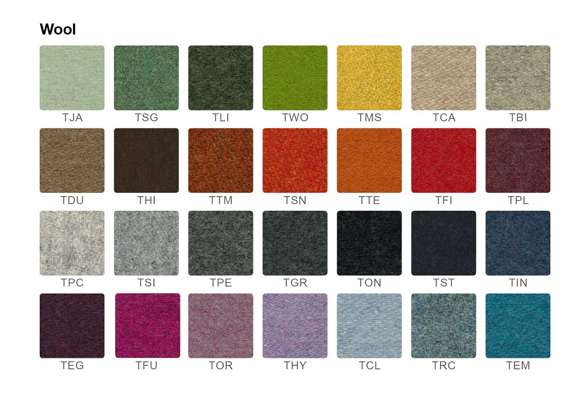 HushHybrid's interior wool upholstery selection. 28 excellent colors.