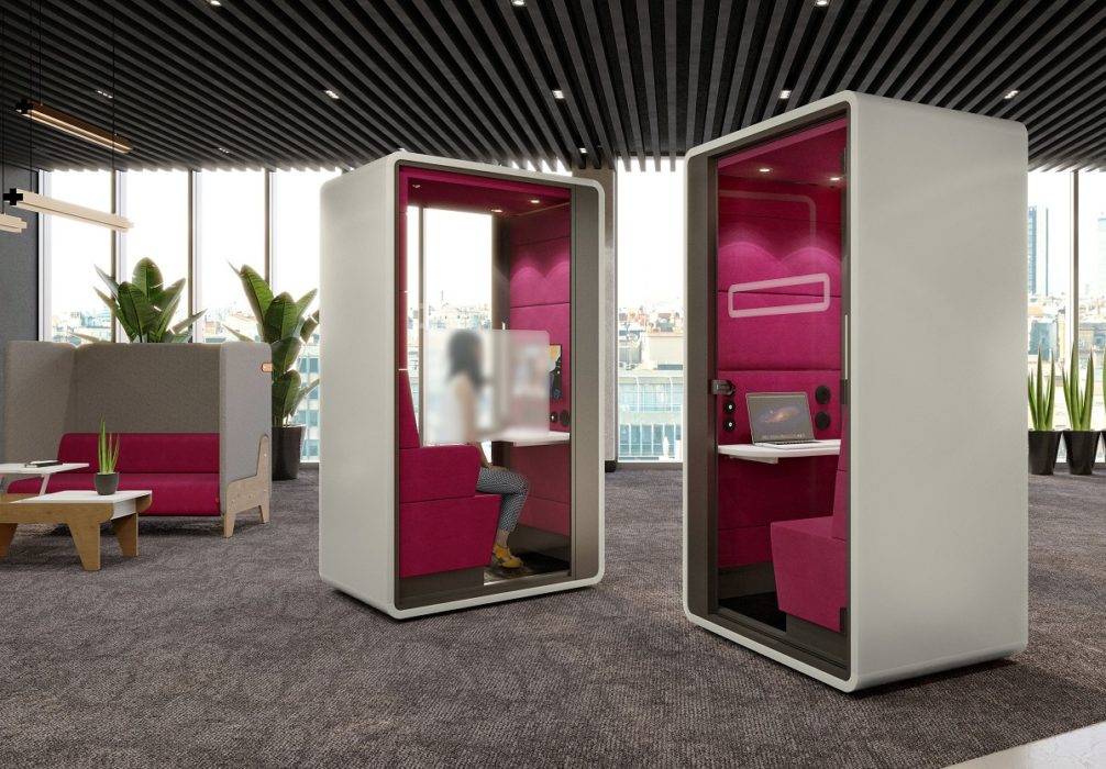 Videoconferencing just got better with hushHybrid acoustic office pod for hybrid work!