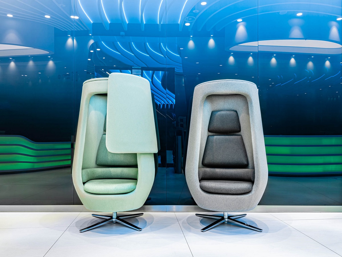 The A11. A modern armchair. A private, quiet space for employees to take calls or short breaks.