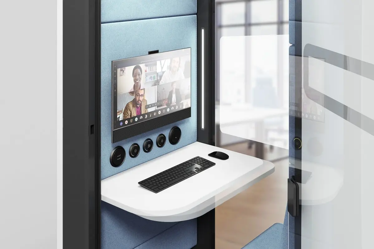 Module de puissance. Éclairage réglable. Ventilation réglable. Ses caractéristiques font de hushHybrid un pod de bureau ouvert incontournable.