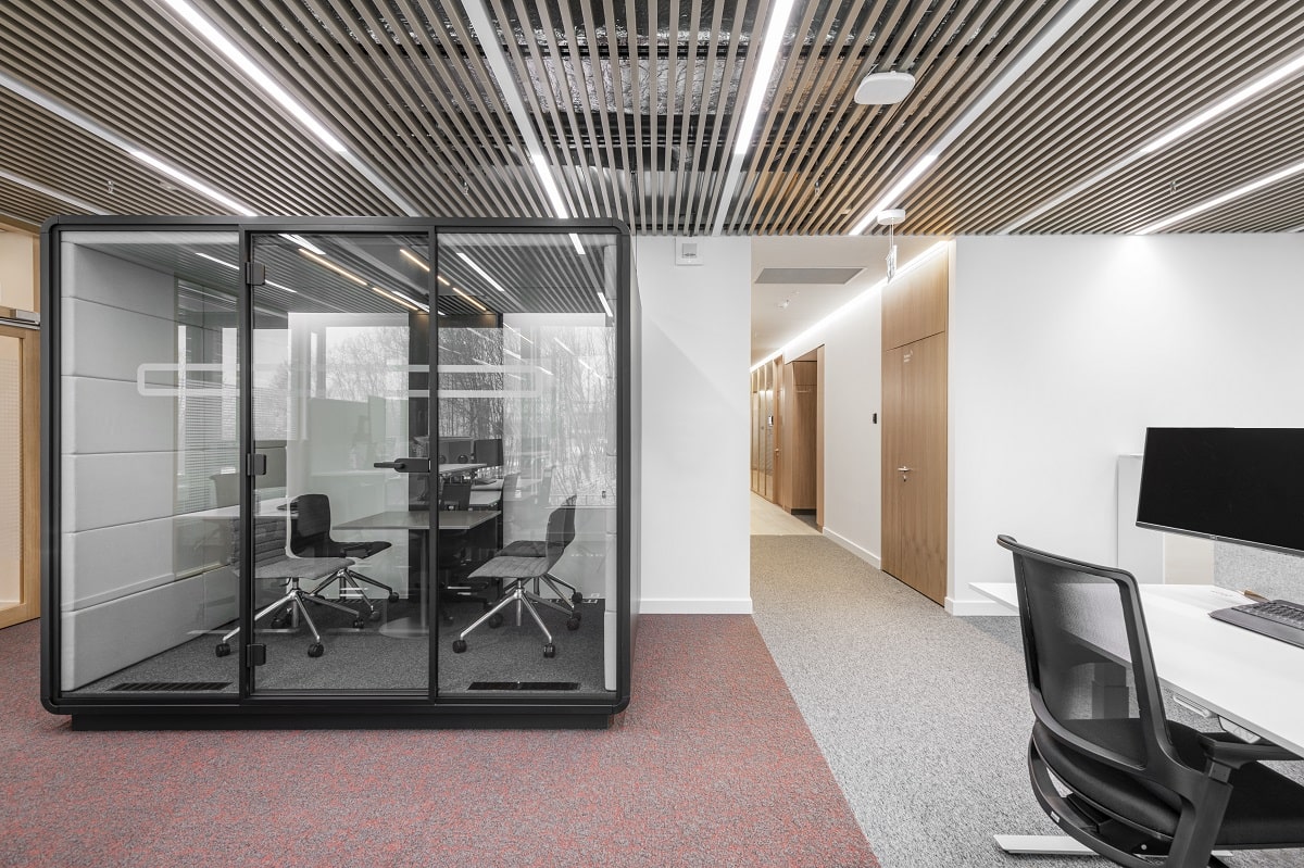 Modular. Private. Acoustic. HushMeet.L is a premium soundproof pod for the office.
