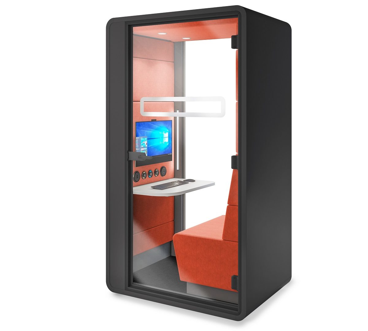 Betrachten Sie hushHybrid als einen mobilen Videokonferenzraum.