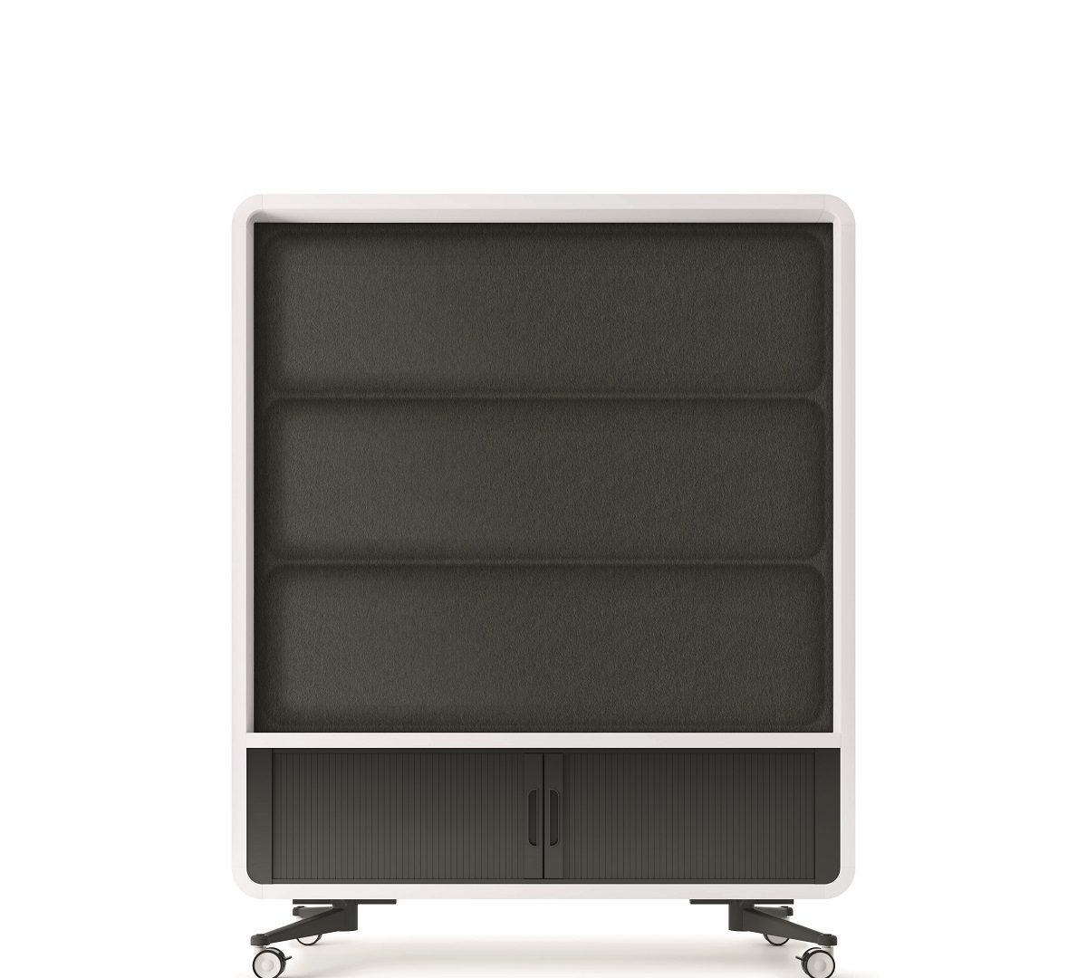 Either side of hushWall room divider can be customized with felt paneling, modified felt paneling (with a place to mount a TV bracket), or a whiteboard.