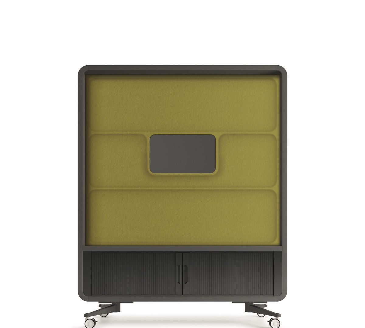 Outfitted with your own TV, hushWall is like a partition TV wall for the office.