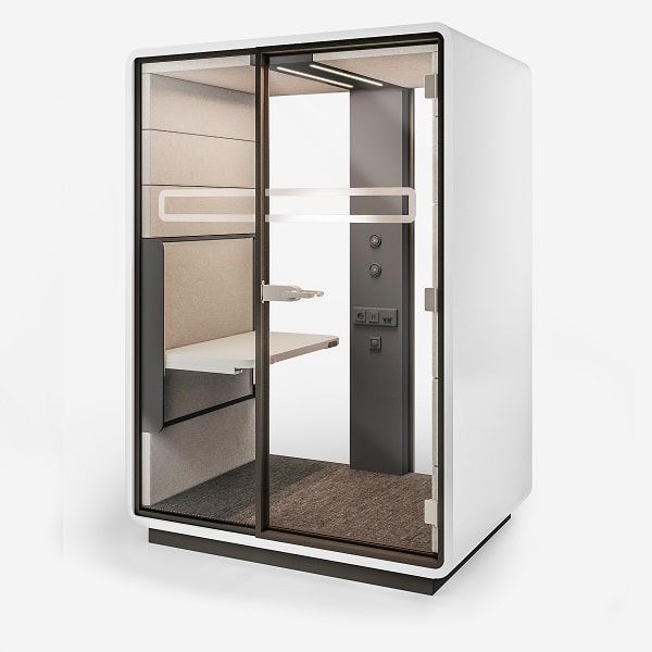 A private work pod that kindly communicates "do not disturb." HushWork.sit&stand.