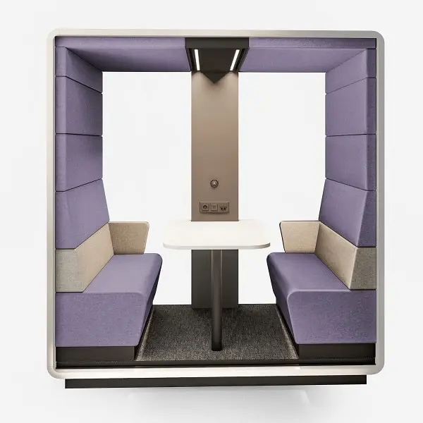 An office pod for those who enjoy feeling a little bit connected to the open floor during meetings and moments of rest. 