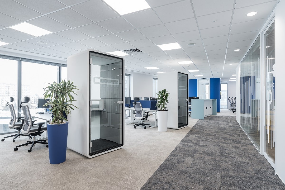HushPhone office call booths provide call privacy in open floor