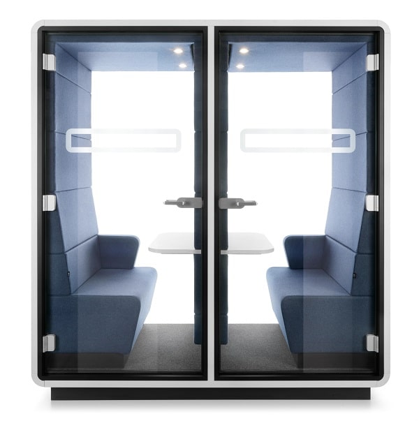 In an office privacy booth like hushTwin, employees are free to sway, swivel, mutter, and fidget without fear of putting off others. This means they can work as they work best, tuned into their own flow.
