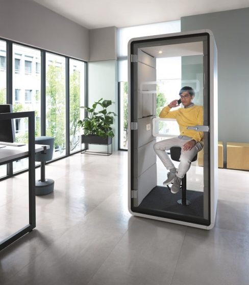 Office phone booth for improved office acoustics