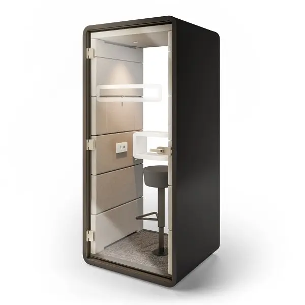 Soundproofed office call booth Hushoffice hushPhone