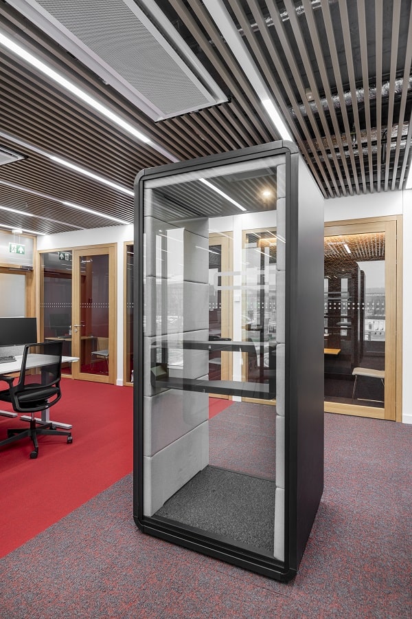 Acoustic office call booths like hushPhone shield you from interruptive sights, and sounds.