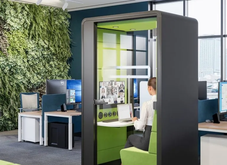 Acoustic work pods for offices