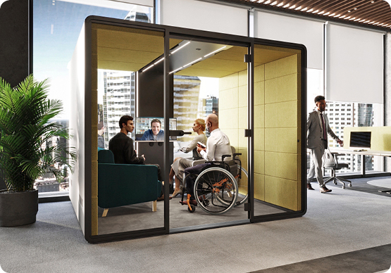 HushAccess.L is the ADA-compliant work pod seating 6
