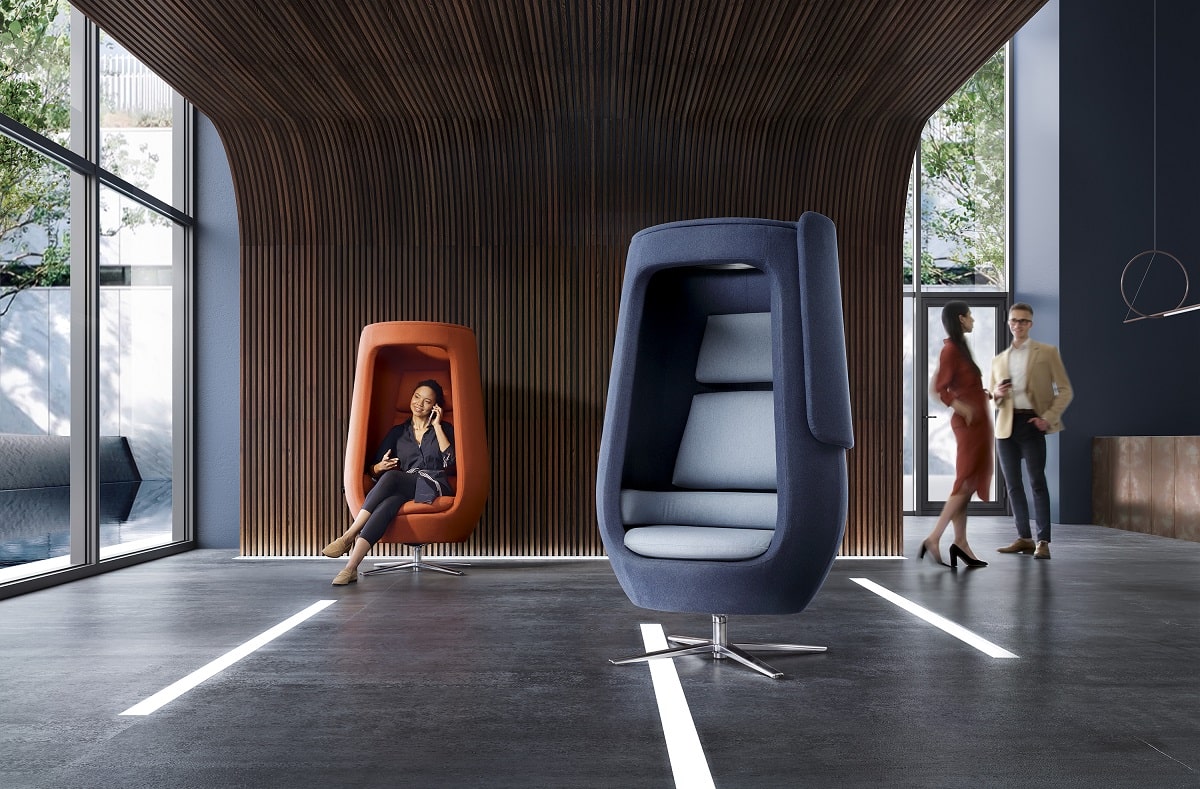 Futurystyczny biurowy fotel kapsułowy do lobby Hushoffice A11