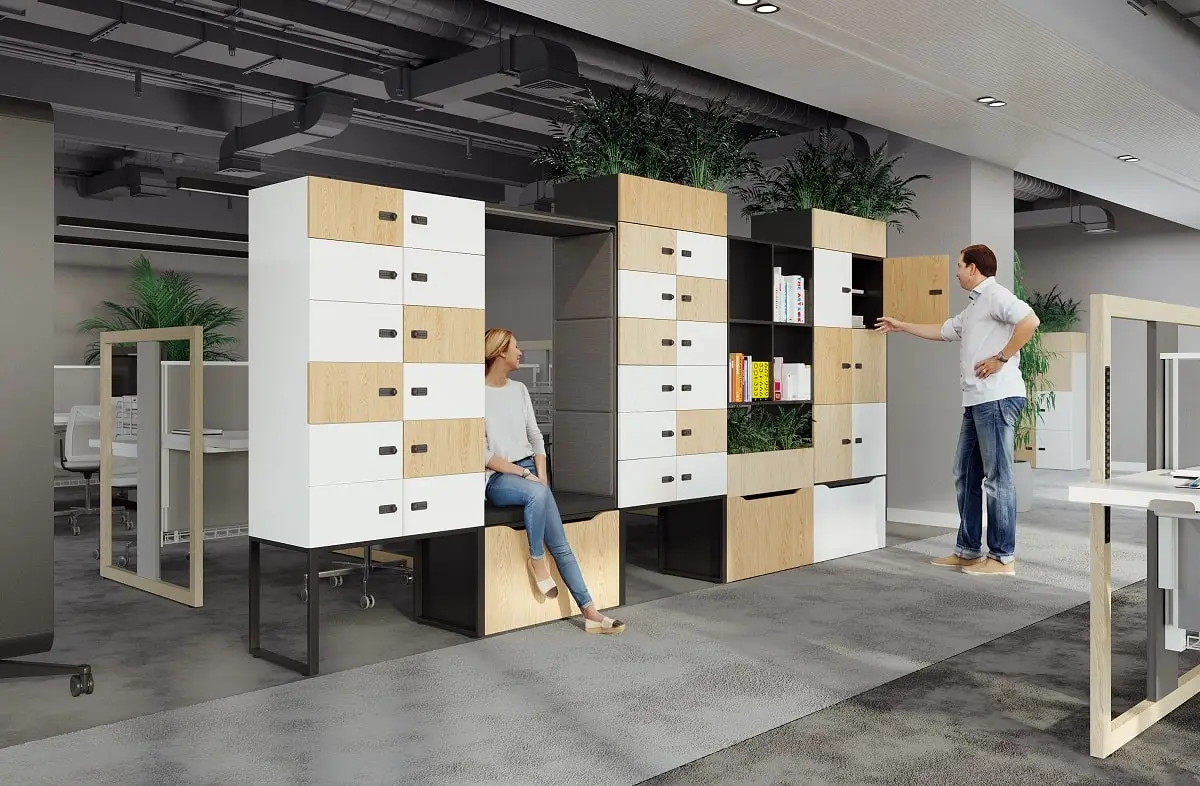 Hushoffice hushLock szafki do przechowywania rzeczy w biurze
