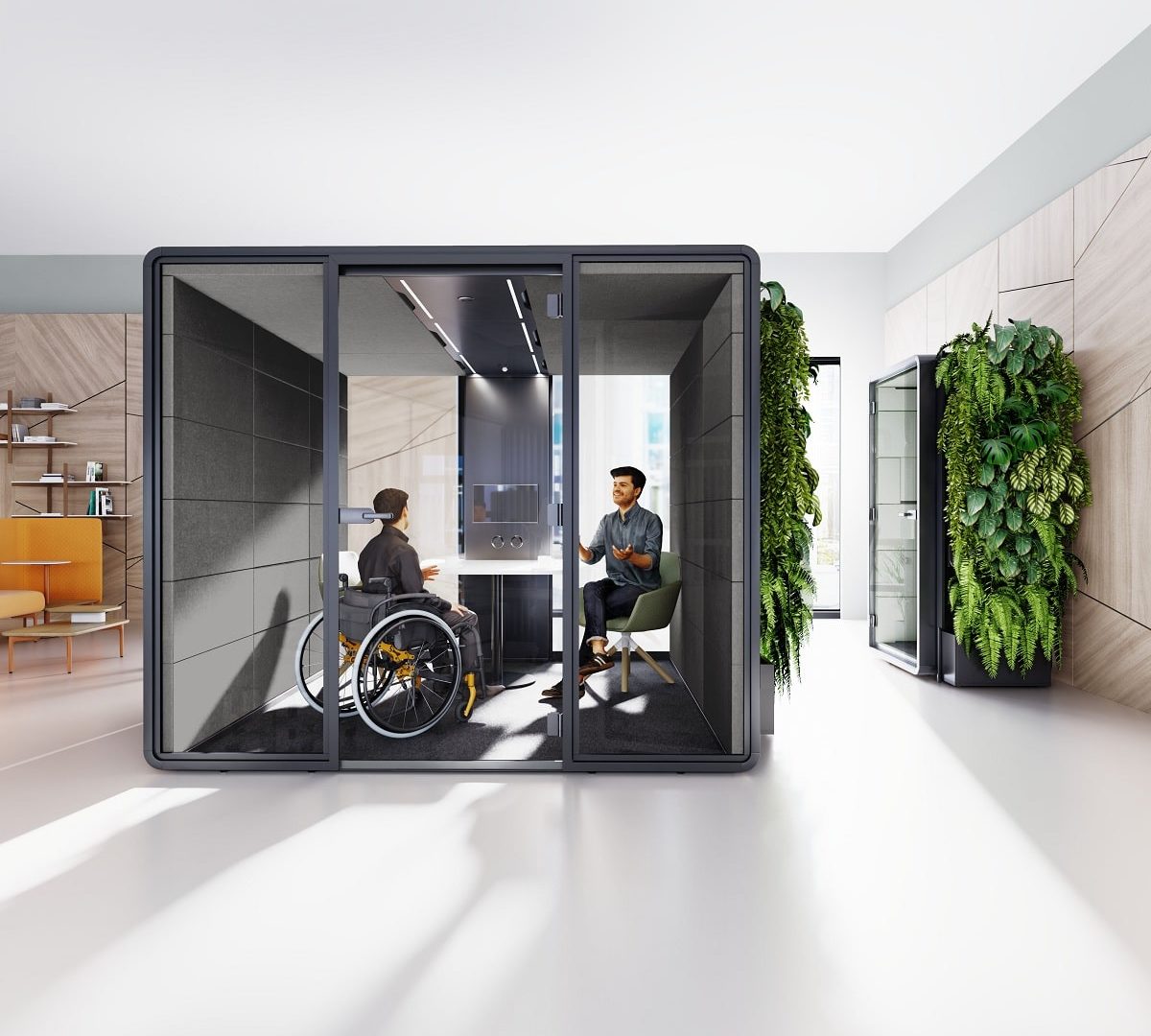 Hushoffice hushAccess.L large office booth with wheelchair access
