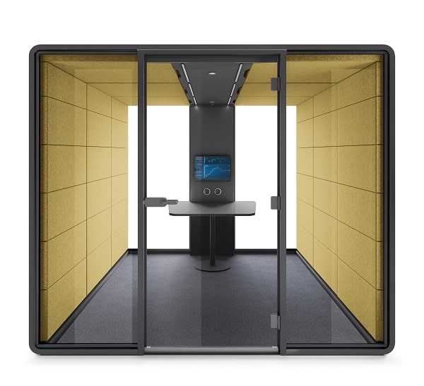 HushAccess.L is a large meeting pod adapted to the needs of persons with mobility impairments