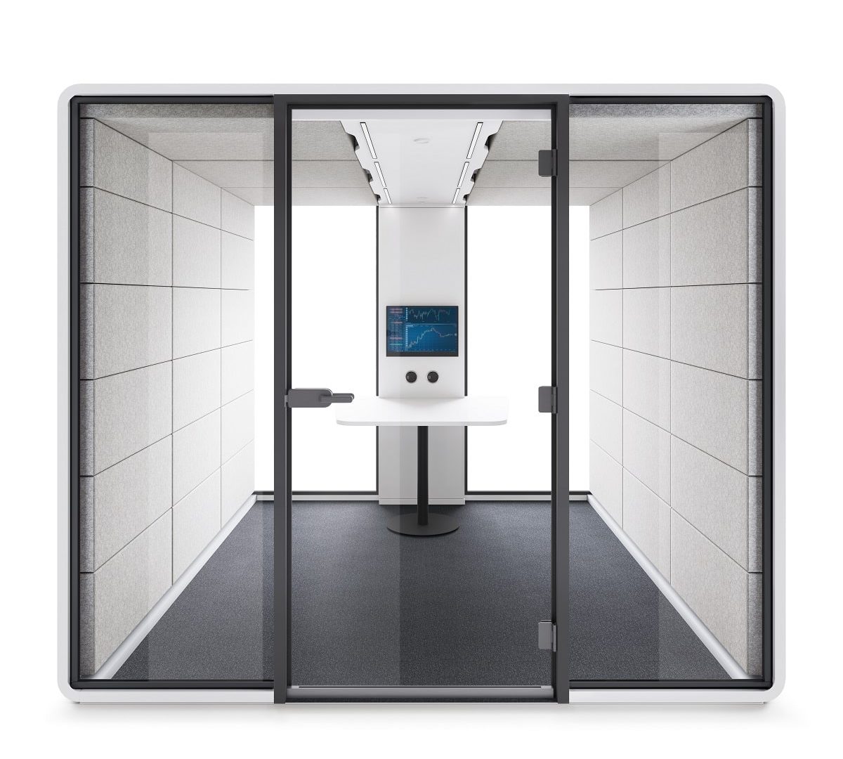 La cabine acoustique hushAcess.L de Hushoffice est adaptée aux besoins des personnes PMR