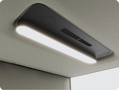 Efficient lighting in hushFree office pods