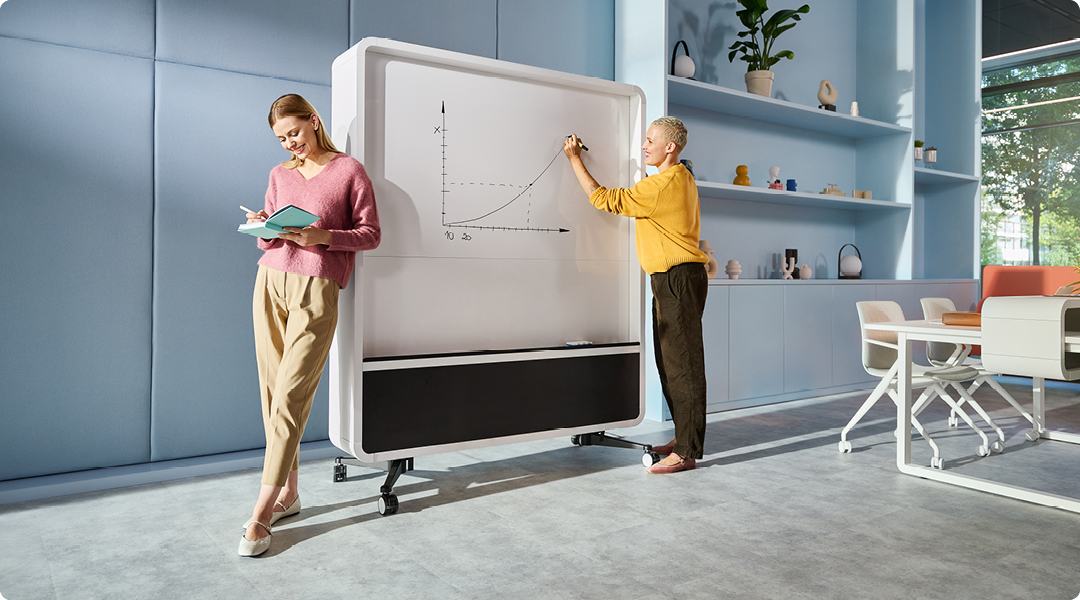 HushWall mobile whiteboard on wheels