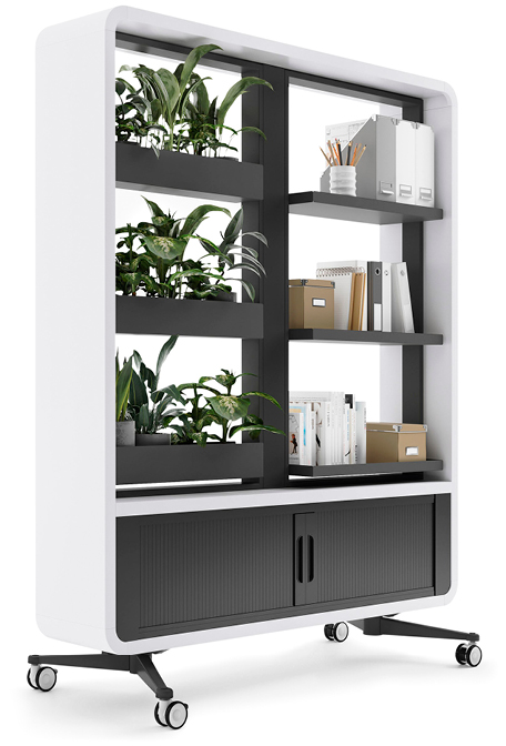 HushWall office green wall with bookcase