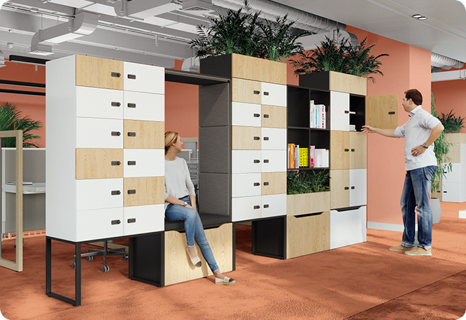 The hushLock modular office cabinets