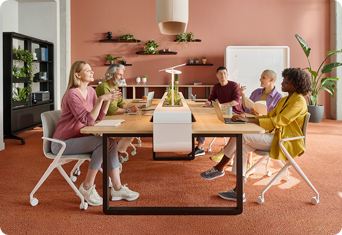 Der Hot Desking Tisch hushSpot für Co-Working