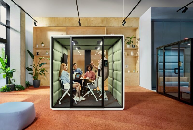 Private office pods like hushFree.L help employees keep calm no matter what by giving them personal space.