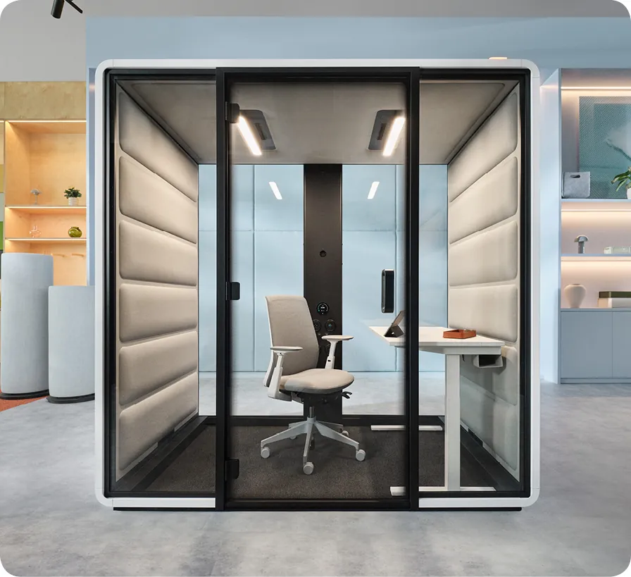 Hushoffice hushFree.Access.M office pod for employees with mobility impairments